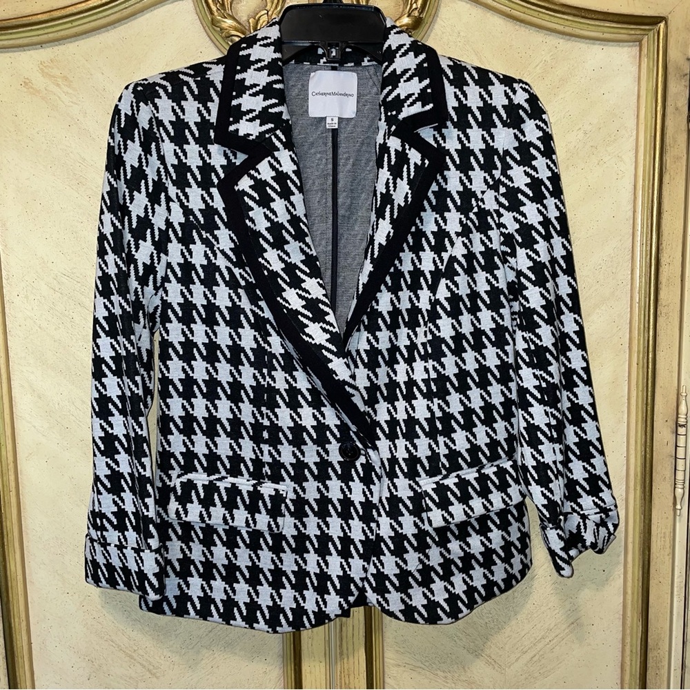 Catherine Malandrino Black & White Houndstooth Blazer